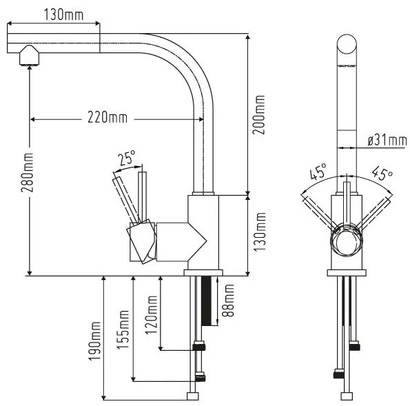 Sento Pulldown Claw RVS Keukenkraan uittrekbaar SK111