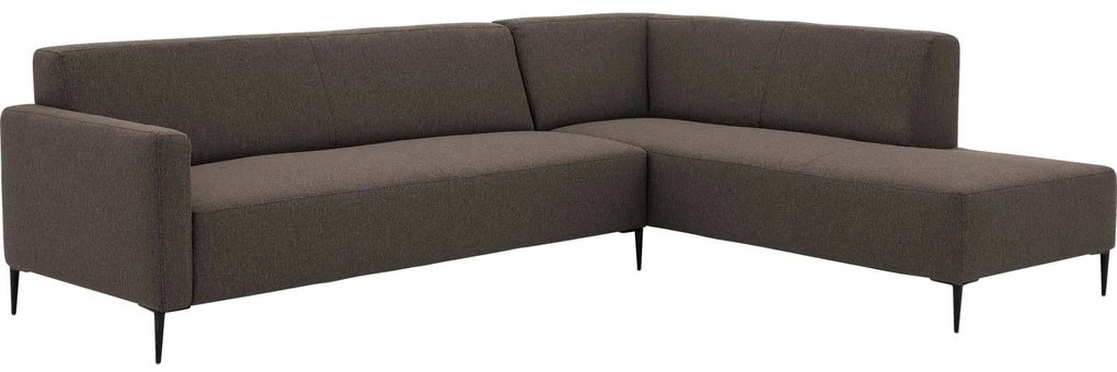 Goossens  Key West bruin, stof, 3-zits, modern design met ligelement rechts