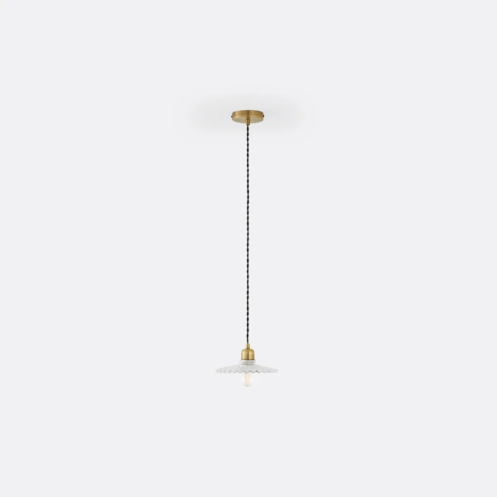 Hanglamp in messing en geribbeld glas Ø20 cm, Iloa