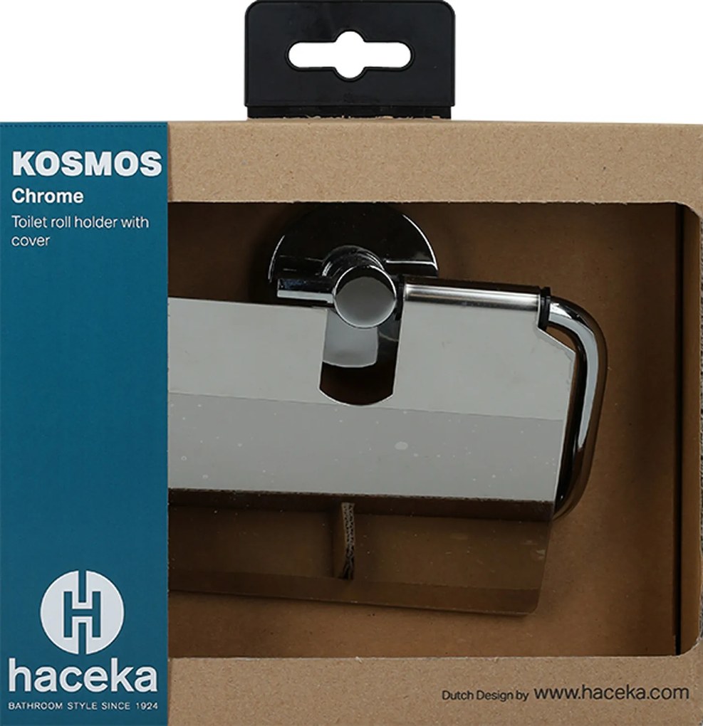 Haceka Kosmos toiletrolhouder met klep chroom