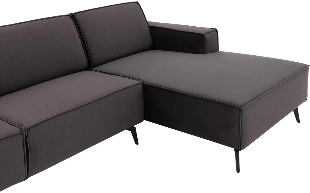 Goossens Hoekbank Hercules antraciet, stof, 2,5-zits, modern design met chaise longue rechts