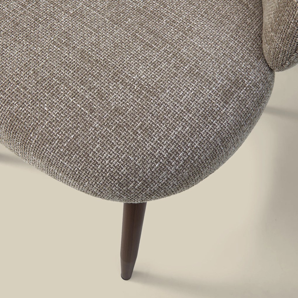 Walnoot Eetkamerstoel Met Ronde Rug Beige
