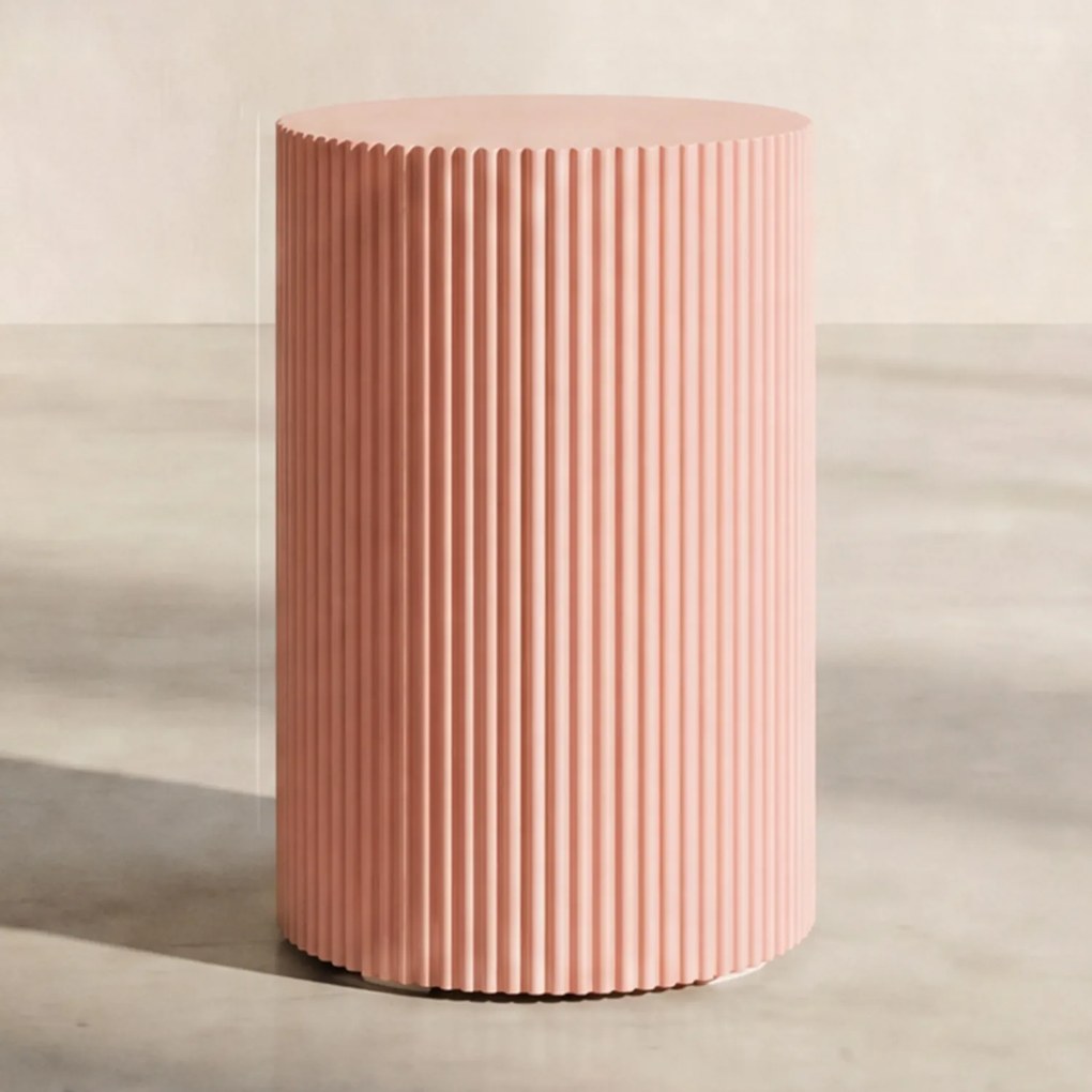 Geribbelde Bijzettafel Peach - 31 X 31cm.