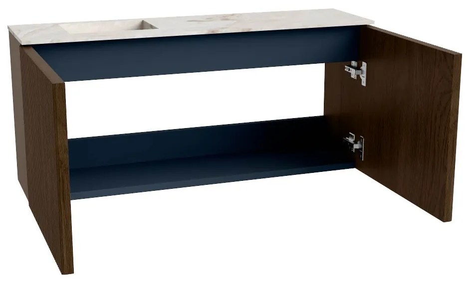 Mondiaz Joya DLux 90cm toiletmeubel walnut met wastafel faye links zonder kraangat frappe