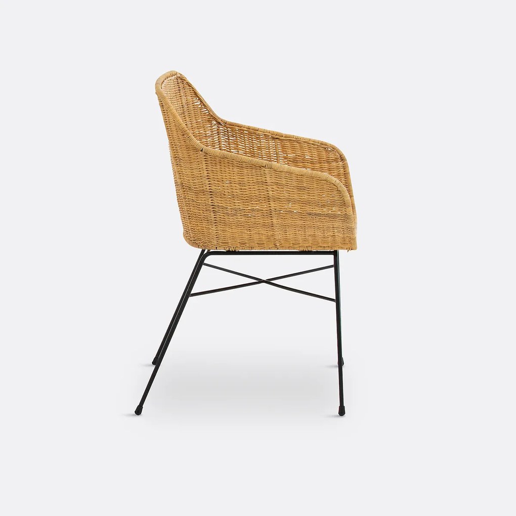 Tafelfauteuil in gevlochten rotan, Melawi
