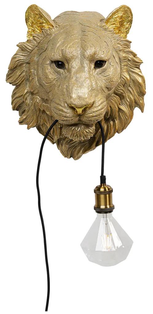 Kare Design Tiger Head Gouden Tijger Wandlamp
