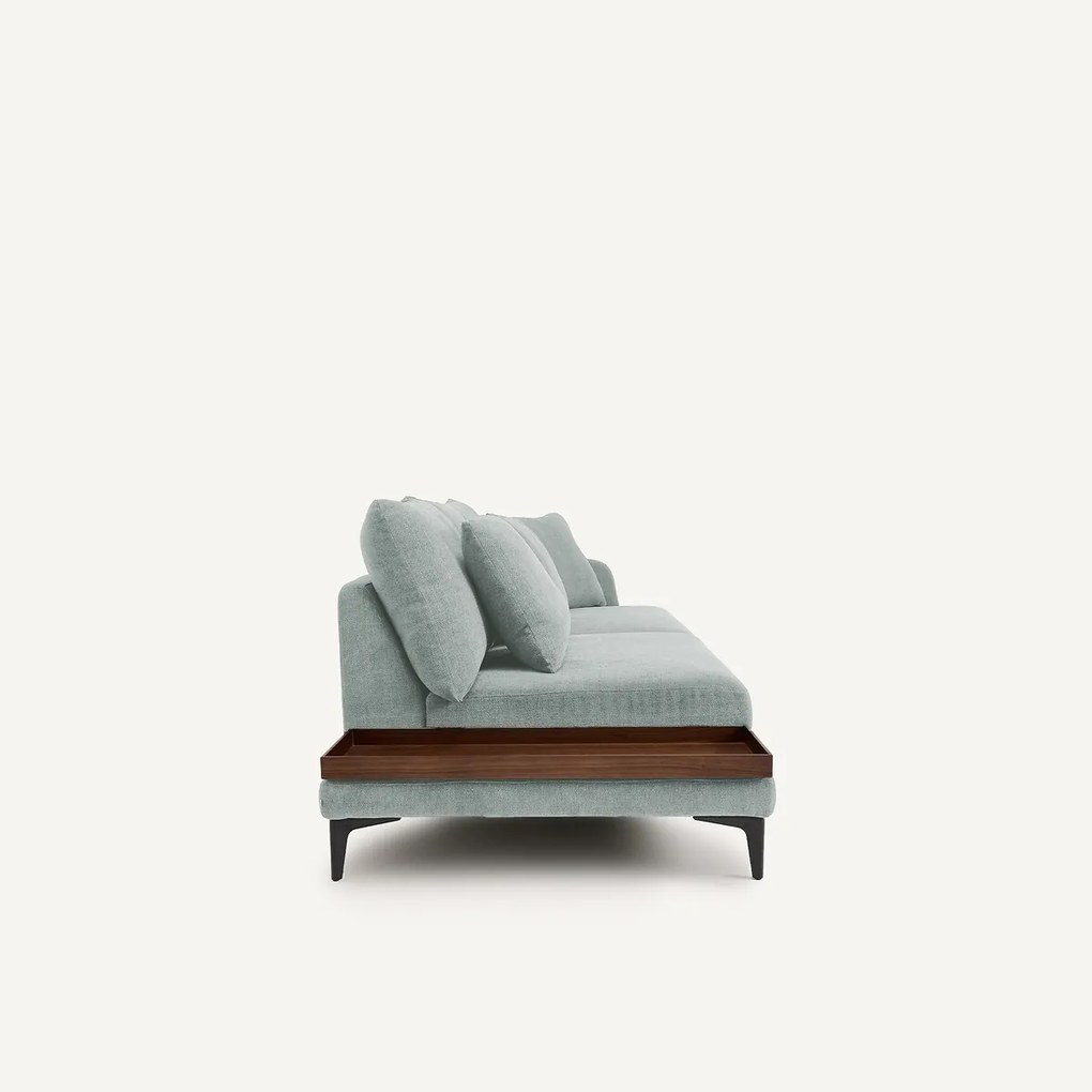 Halve bank met tafelblad, van gevlochten polyester, MODERNISTE