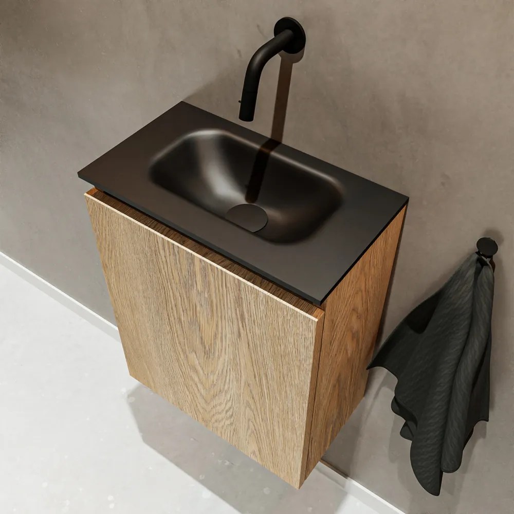 Mondiaz Ture 40cm toiletmeubel washed oak met wastafel urban midden geen kraangat