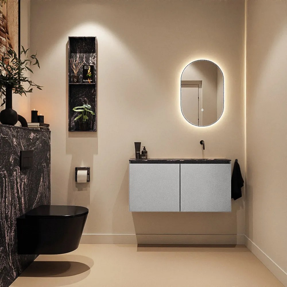 Mondiaz Ture DLux toiletmeubel 100cm plata met wastafel lava rechts zonder kraangat