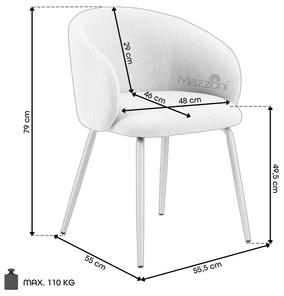 CLARA Beige Latte (stof Monza 60)/zwarte poten - MODERNE GESTOFFEERDE KUIPSTOEL VOOR WOONKAMER/EETKAMER/KANTOOR LOFT