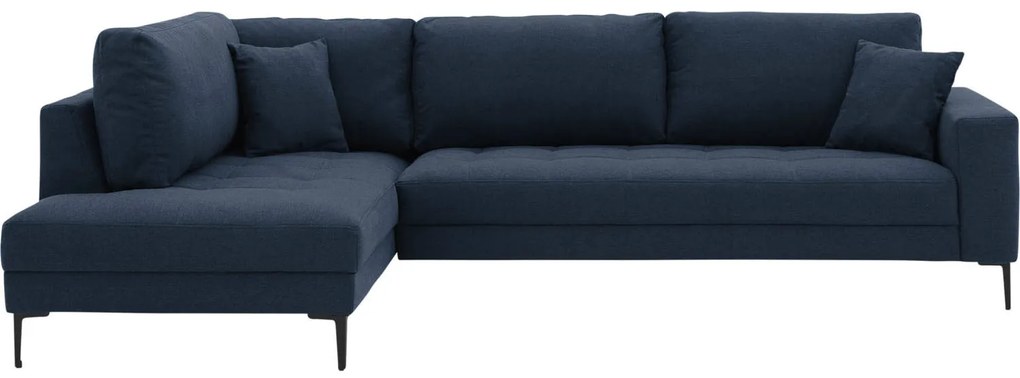 Goossens Bank Coco blauw, stof, 2-zits, stijlvol landelijk met ligelement links