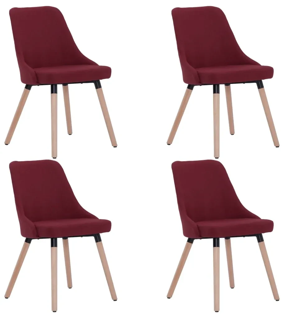 vidaXL Eetkamerstoelen 4 st stof wijnrood