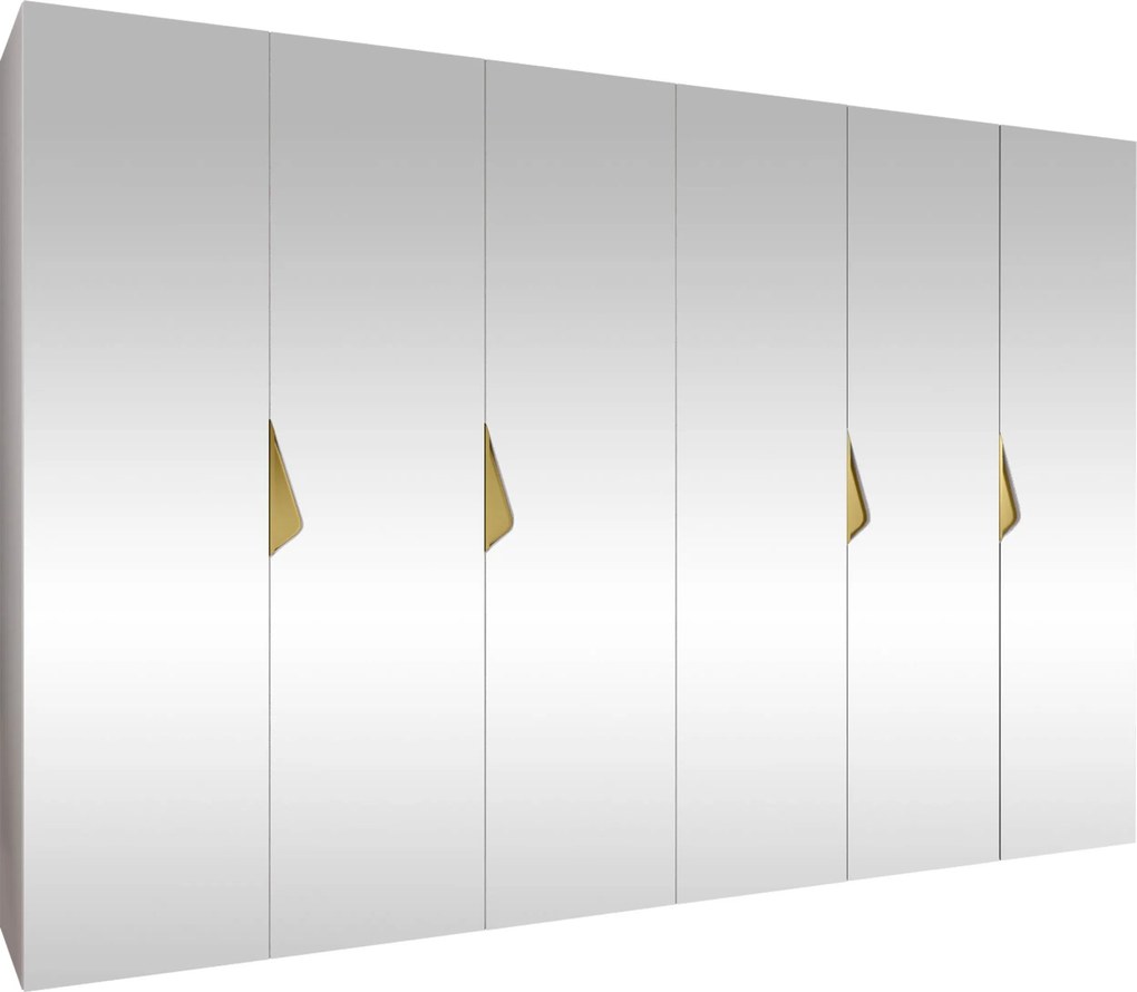Kledingkast Hartford 632, Wit, Gouden, 202x300x52cm, 210.5 kg, Kledingkast deuren: Met scharnieren