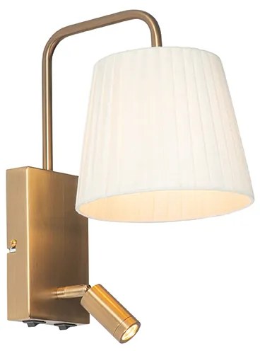 Moderne wandlamp wit en brons met leeslamp - Renier