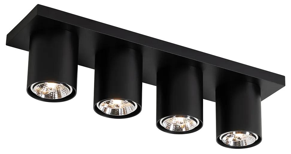 Moderne plafondSpot / Opbouwspot / Plafondspot zwart 4-lichts - Tubo Modern GU10 Binnenverlichting Lamp