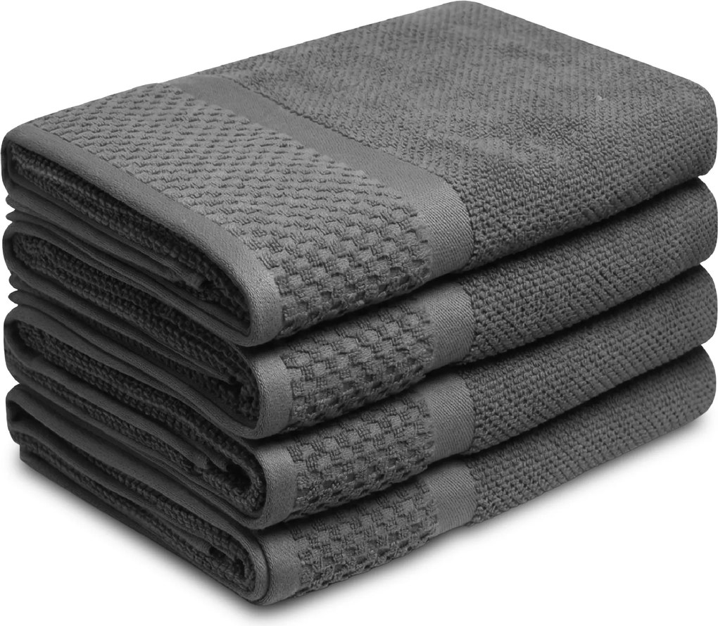 Handdoek Soft Popcorn Collectie – 4 stuks – 70×140 – antraciet