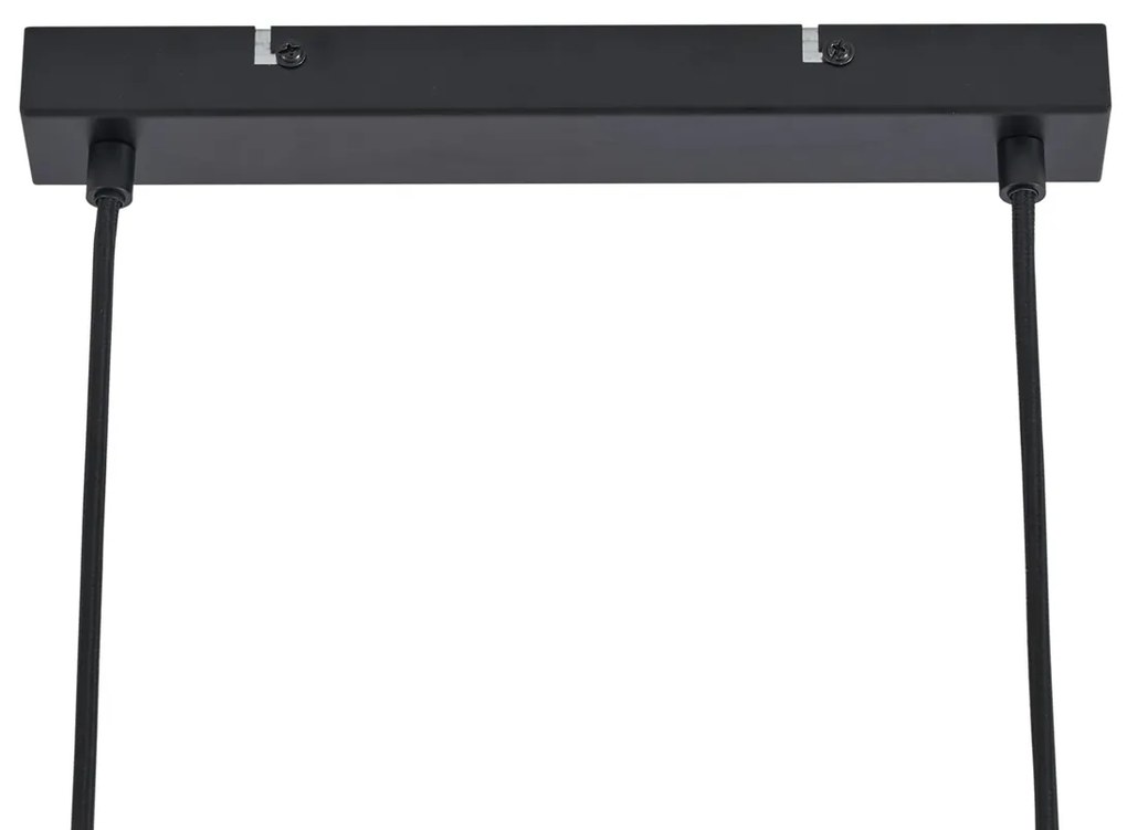 Moderne hanglamp zwart met hout en smoke glas 4-lichts - Aleks