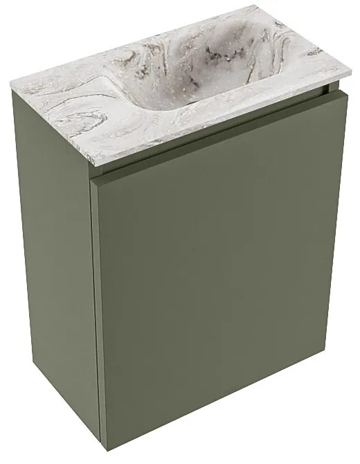 Mondiaz Ture DLux toiletmeubel 40cm army met wastafel glace rechts zonder kraangat