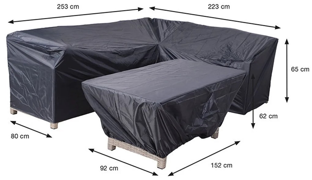 Garden Impressions Lounge dining beschermhoes 253/223x80xH65 en 152x92xH62 cm