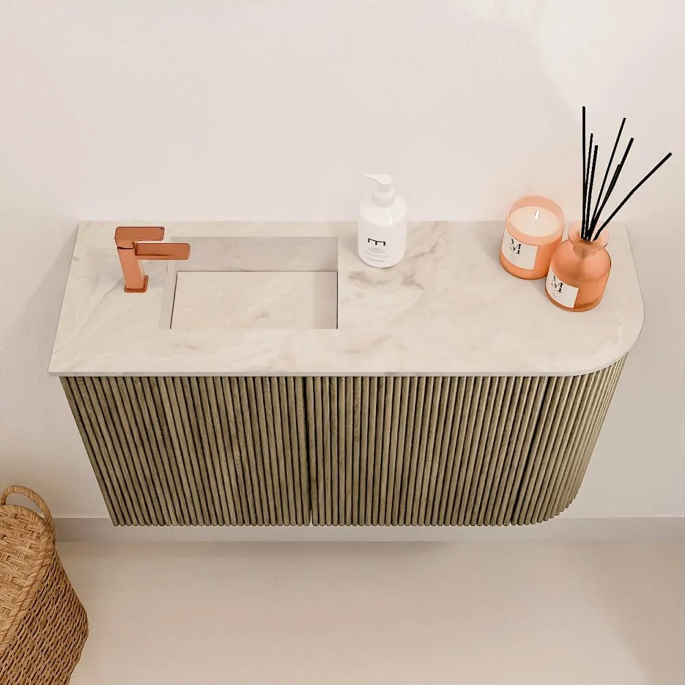 Mondiaz Joya DLux 70cm toiletmeubel ronding rechts dusk met wastafel faye links 1 kraangat frappe