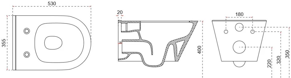 Mueller Filo randloos toilet met bidetsproeier koud 53cm zwart mat