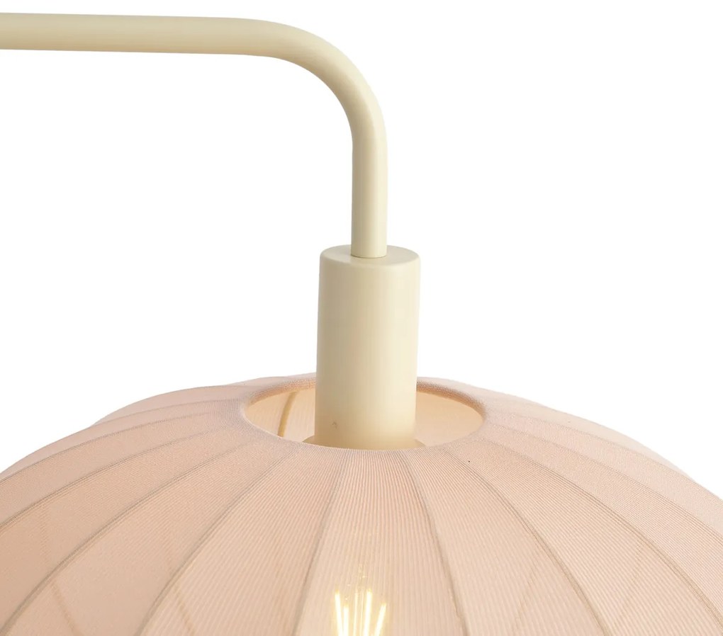 Japandi vloerlamp beige met stoffen crème kap - Bida