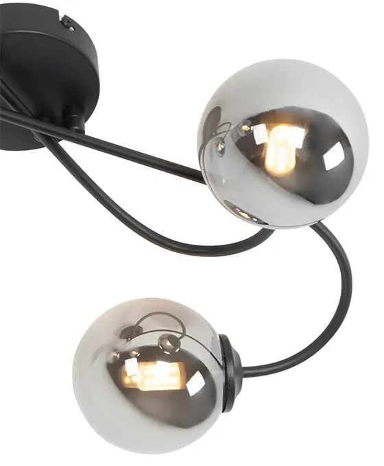 Moderne plafondlamp zwart 4-lichts met smoke glas - Athens Landelijk G9 Binnenverlichting Lamp