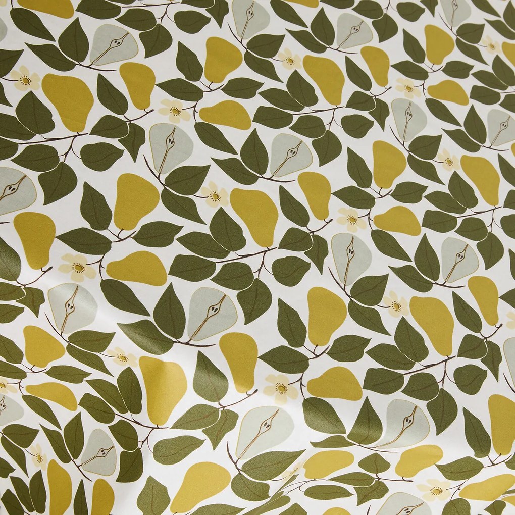 Rond tafelkleed met print, van soepel gecoat katoen, VINTAGE PEAR