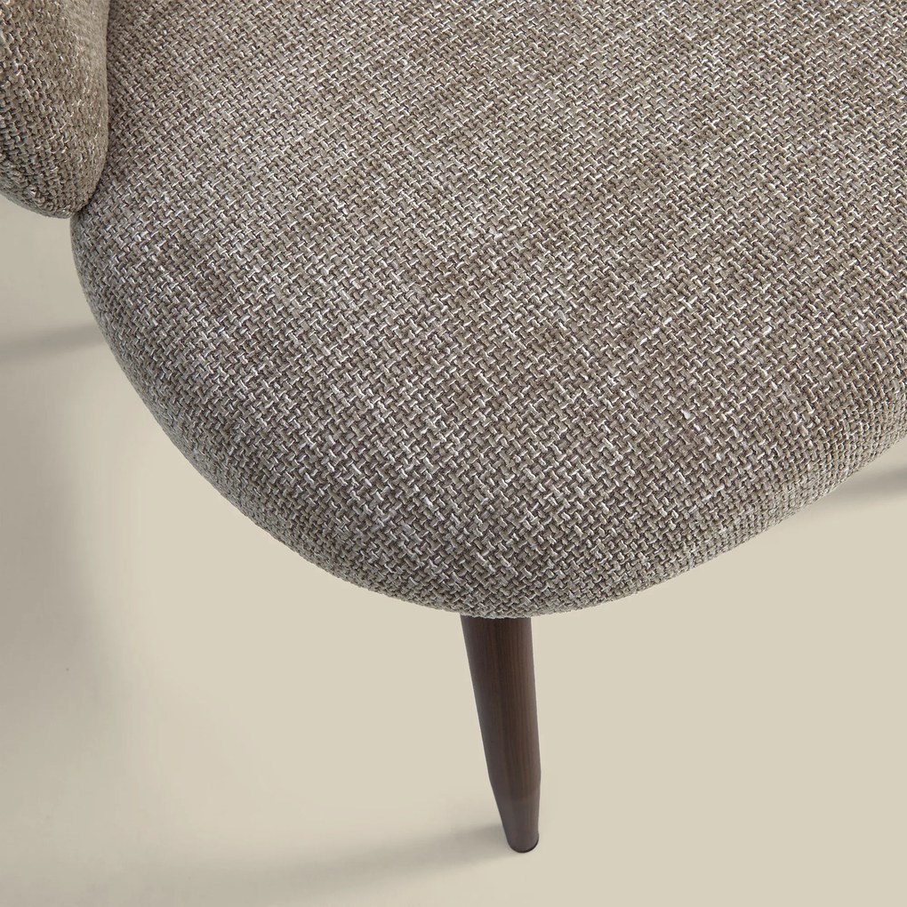Walnoot Eetkamerstoel Met Ronde Rug Beige