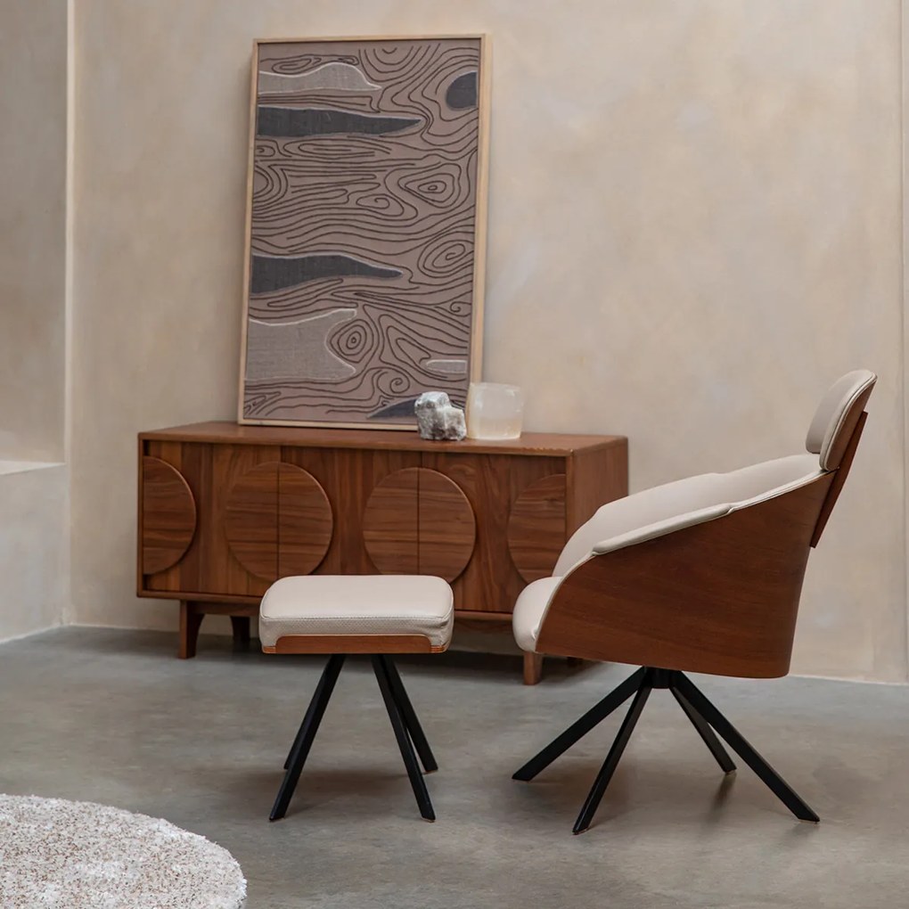 Zuiver Frie Walnoot Loungestoel Leatherlook