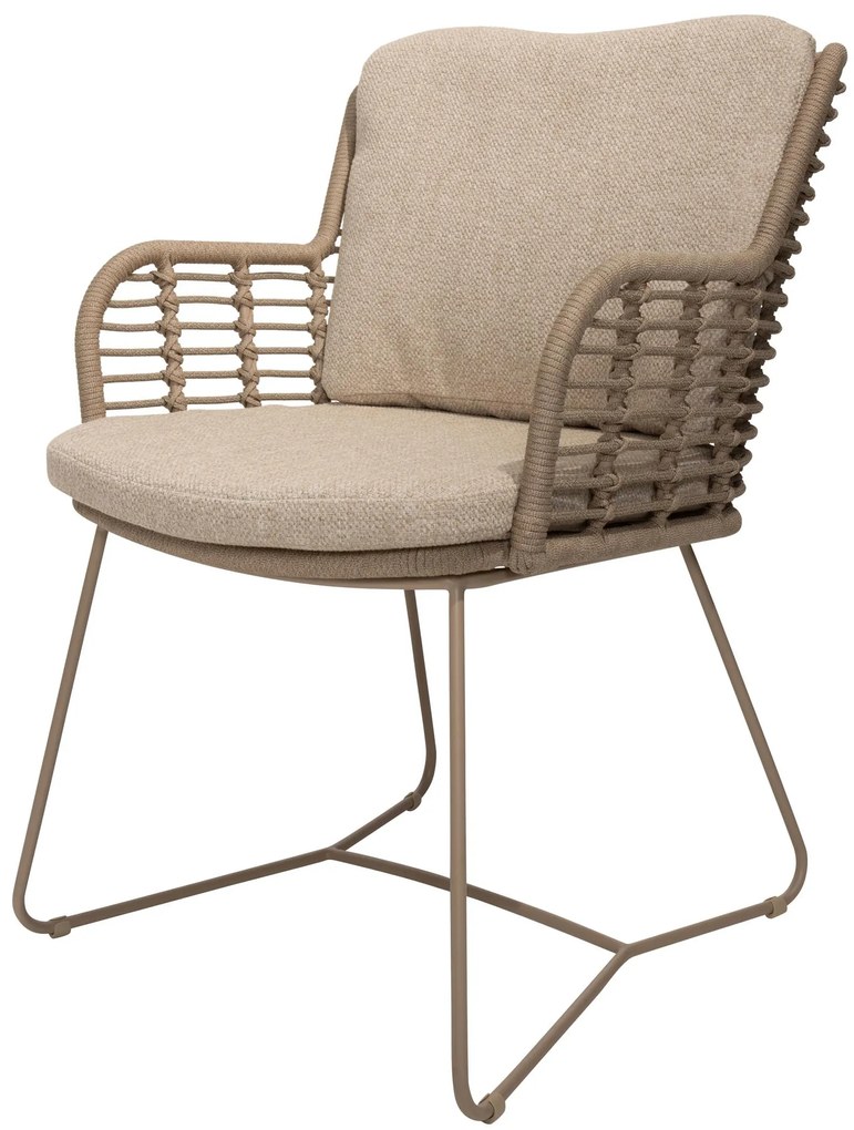 4 Seasons Outdoor Fabrice tuinset latte met Capri tafel met barrelvormig blad 280 x 110 cm Tuinset beige weerbestendig