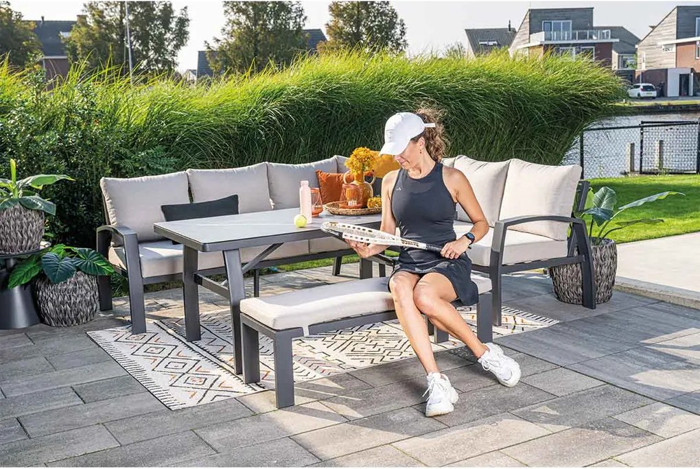 Garden Impressions Cameron lounge dining set 4-delig rechts desert sand
