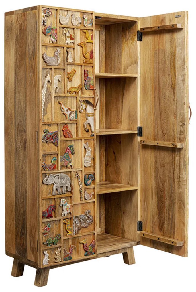 Kare Design Zoo Houten Kast Met Dieren - 81x36x163cm.