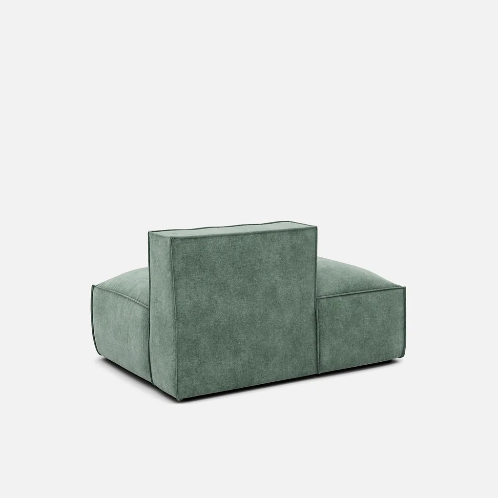 Loungebank element links voor modulaire bank, in fluweel met structuur, SEVEN