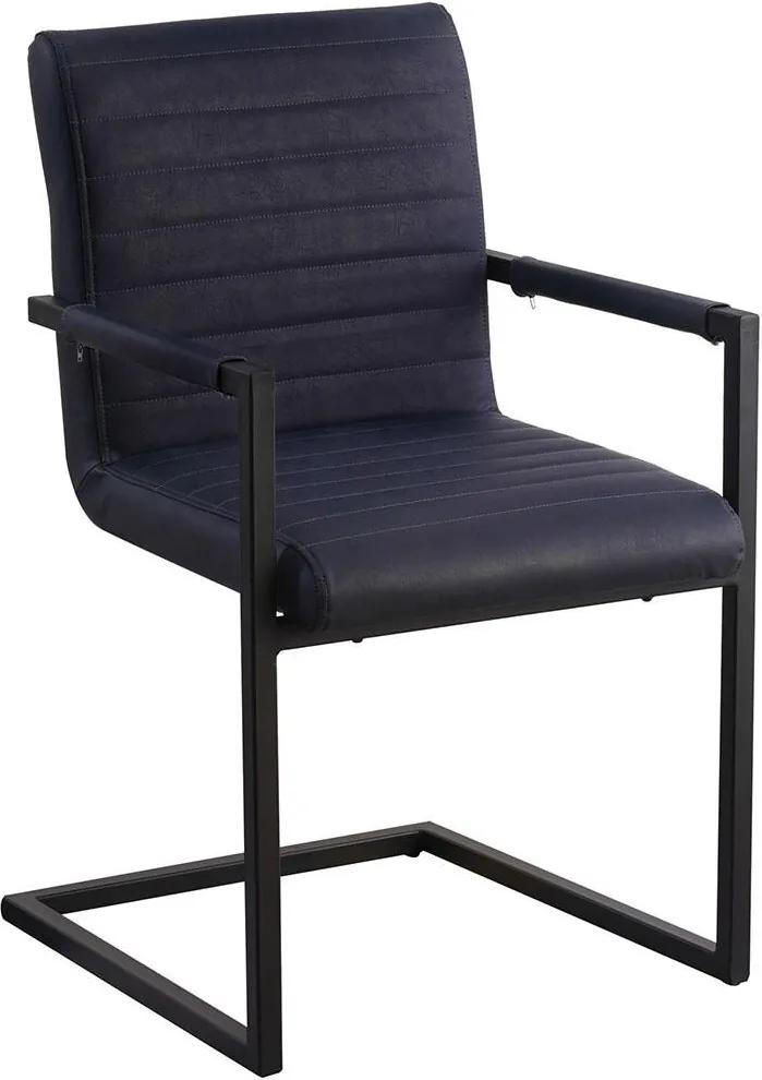 Viverne | Eetkamerstoel Kubiko - totaal: breedte 54 cm x diepte 57 cm x hoogte blauw eetkamerstoelen pu leer, metaal stoelen | NADUVI outlet