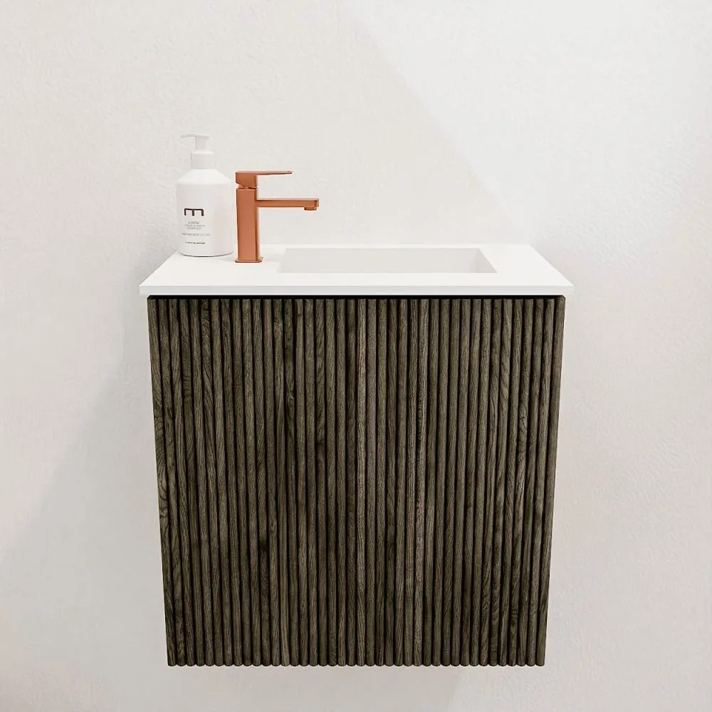 Mondiaz Joya 40cm toiletmeubel shadow met wastafel faye rechts 1 kraangat talc