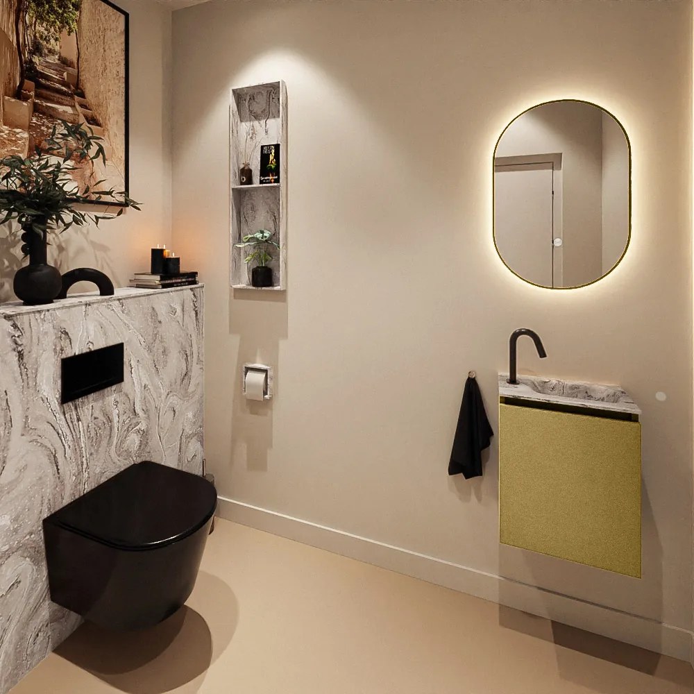 Mondiaz Ture DLux toiletmeubel 40cm oro met wastafel glace rechts met kraangat