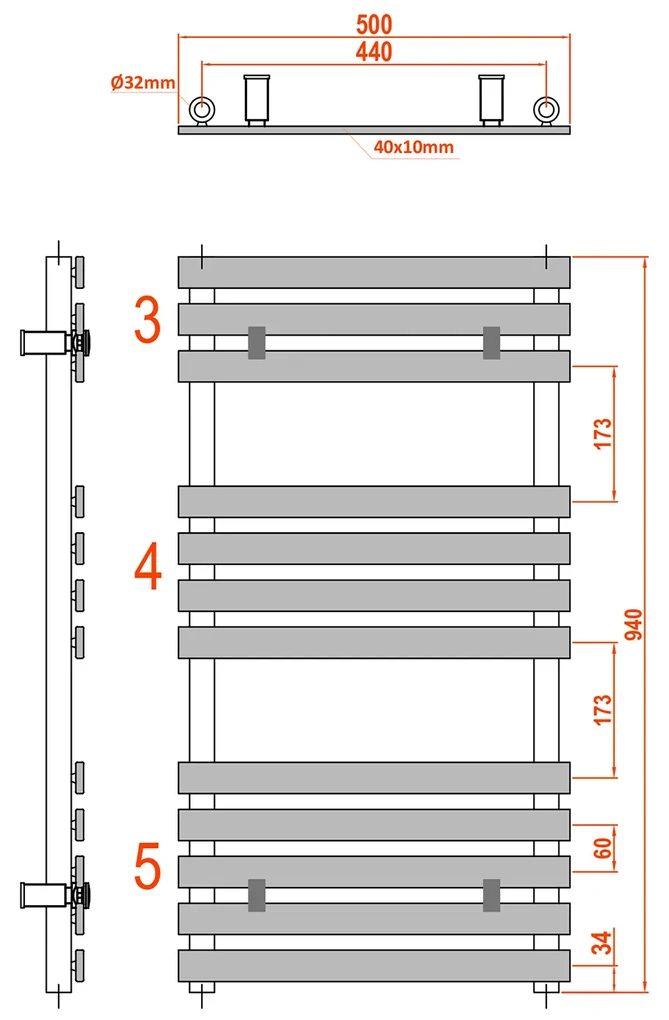 Sapho Jalousi radiator wit 50x94cm 328W