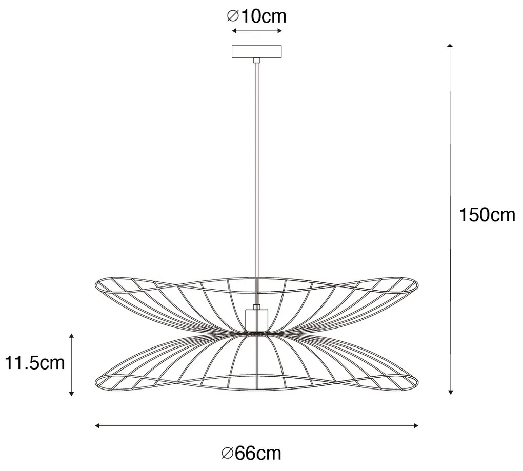 Design hanglamp zwart 66cm - Pua Design E27 rond Binnenverlichting Lamp