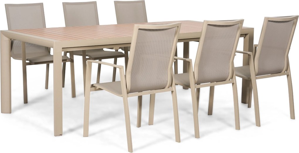 Tuinset 6 personen  Aluminium Zand/Beige Lifestyle Garden Furniture Ultimate/Allungo
