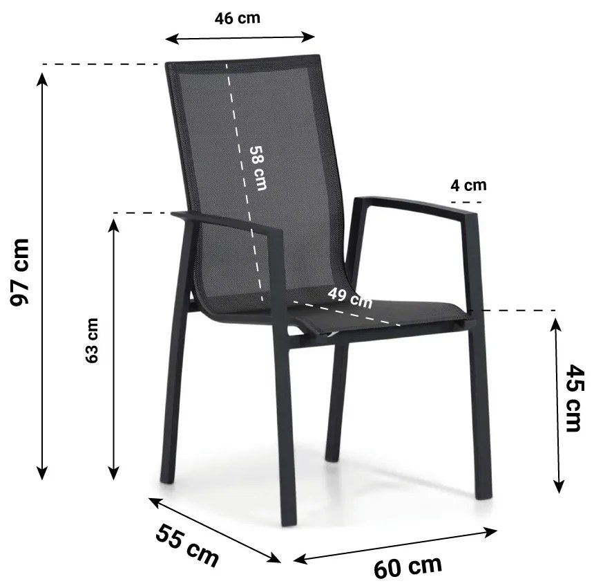 Tuinset 4 personen 90 cm Aluminium/textileen Grijs Presto Ricadi/Mondello