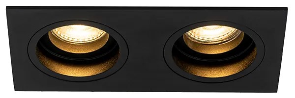 Set van 6 Vierkante inbouwspot zwart verstelbaar 2-lichts - Chuck