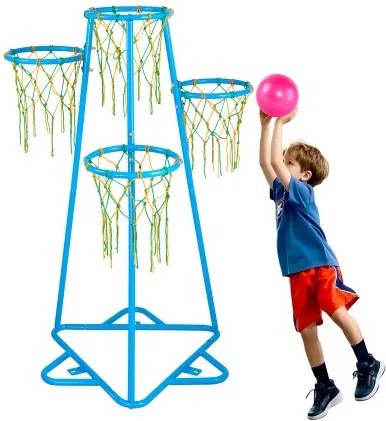 VEVOR Kids Basketbalring, 4-basket basketbalringen voor kinderen, draagbare basketbalstandaard met verstelbare hoogte en 3 ballen, basketbalspeelgoedset voor kinderen van alle leeftijden, jongens en meisjes