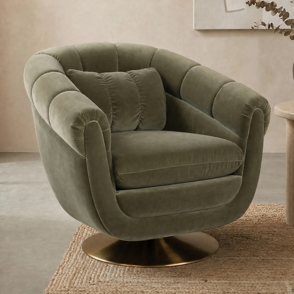 Dutchbone Member Draaibare Vintage Fauteuil Olijf