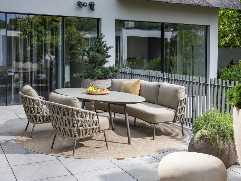 4 Seasons Outdoor Mallorca low dining 3-zits loungebank terre SALE Loungebank bruin weerbestendig