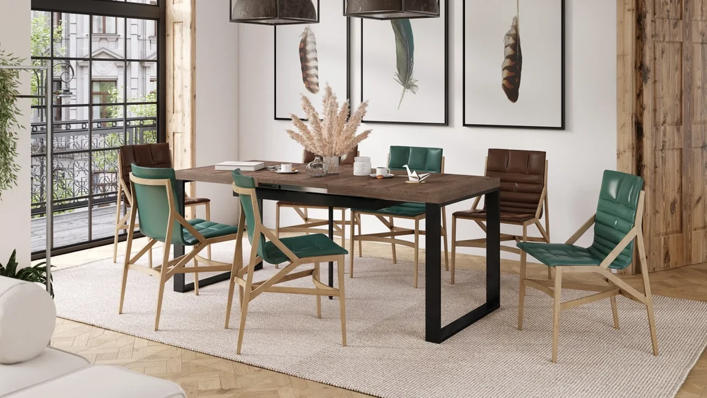 AVARI Bruin eiken - LOFT TAFEL VOOR WOONKAMER/EETKAMER UITKLAPBAAR TOT 270 cm!