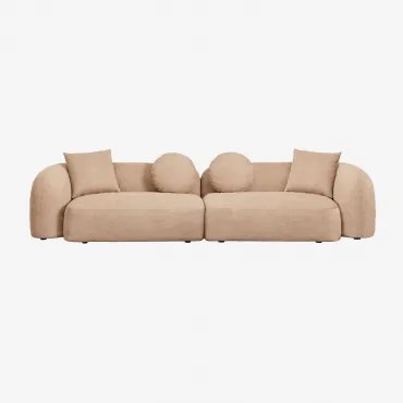 Modulaire 2-delige Bank In Chenille Coco Dikke Chenille Stof Latte Bruin - Sklum