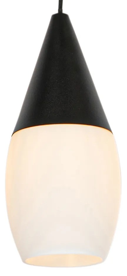 Moderne hanglamp zwart met opaal glas - Drop Modern E27 ovaal Binnenverlichting Lamp