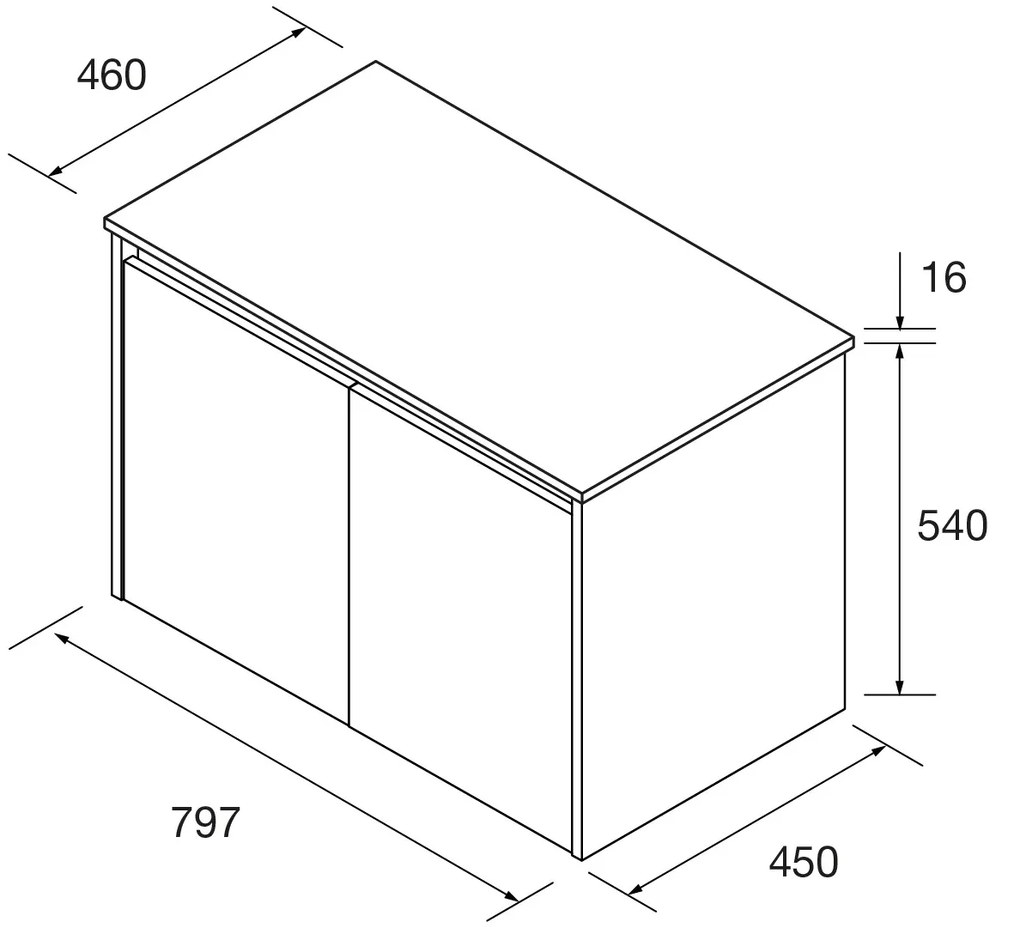 Muebles Project badmeubel 80cm met 2 deuren en toppaneel walnoot