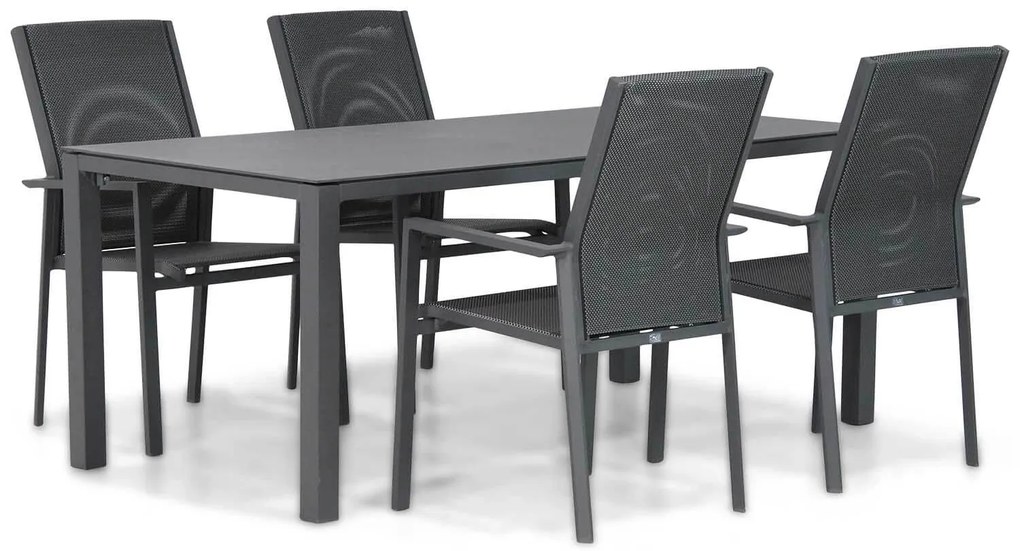 Tuinset 4 personen 180 cm Aluminium/textileen Grijs Presto Ricadi/Pallazo